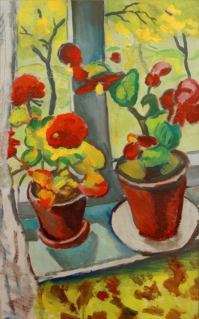 Flores en la ventana (Begonias en macetas I) de August Macke