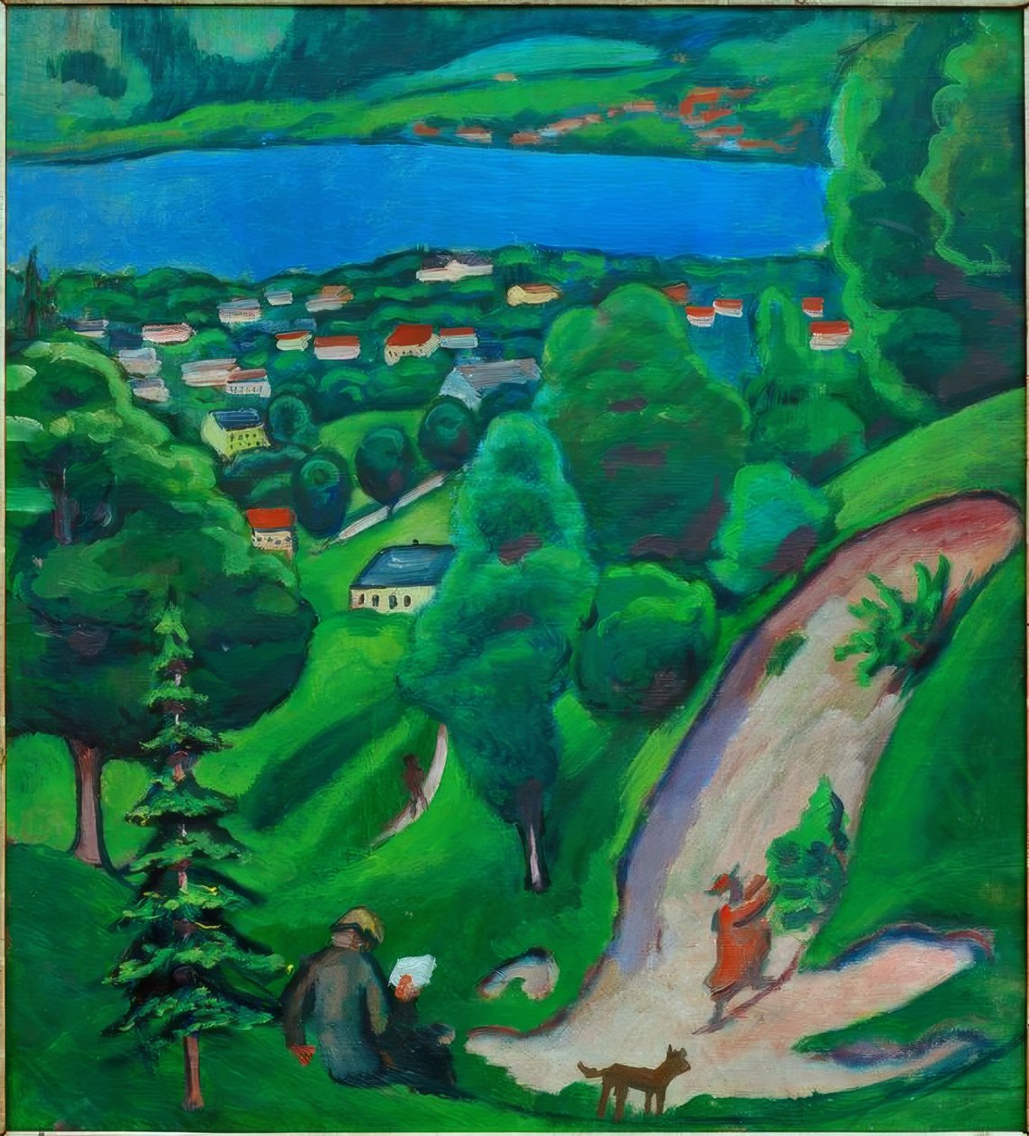 Paisaje en el Tegernsee de August Macke