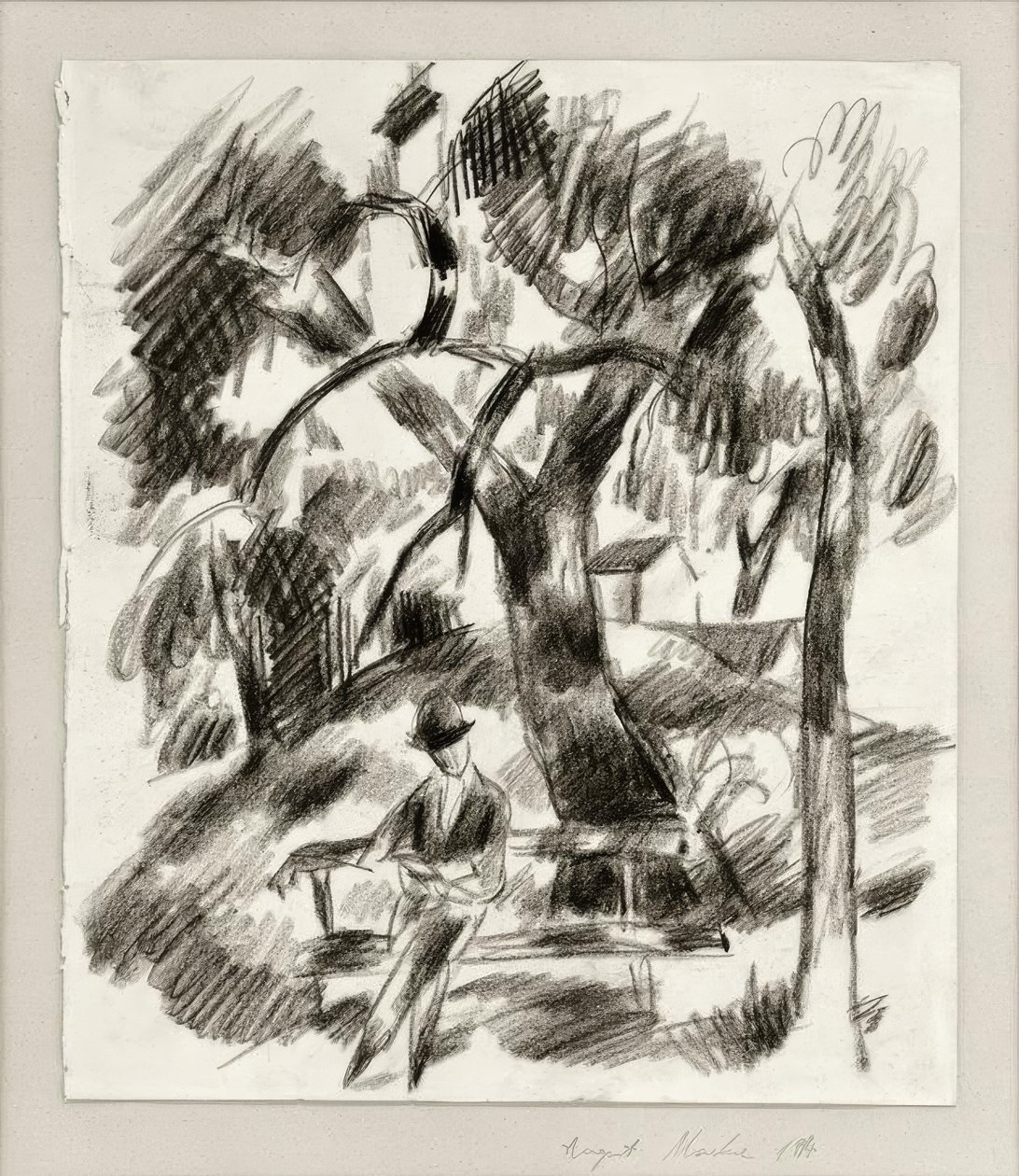 Hombre leyendo en el parque de August Macke