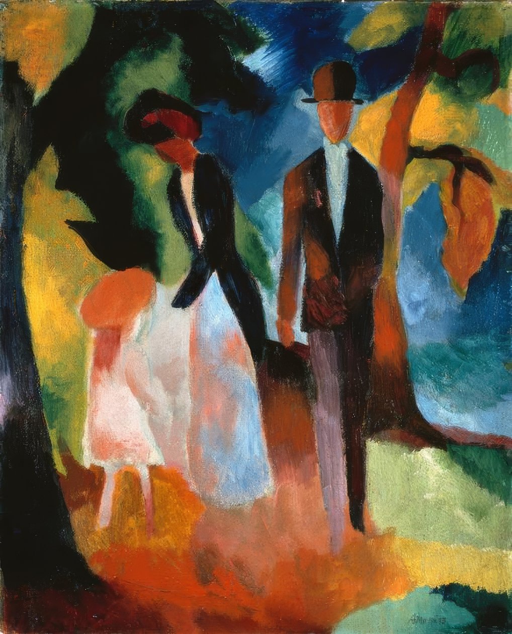 Gente en el lago azul de August Macke