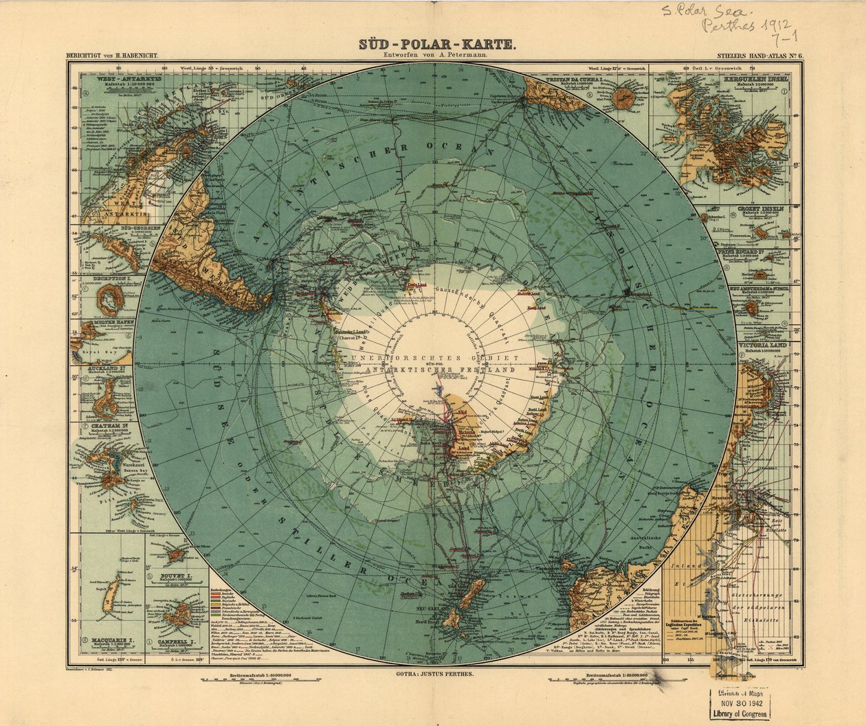 Mapa del Polo Sur, 1912 de August Heinrich Petermann