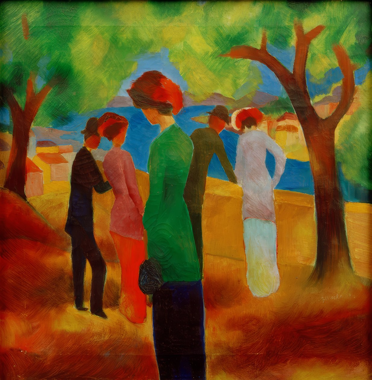 Dama con chaqueta verde de August Macke