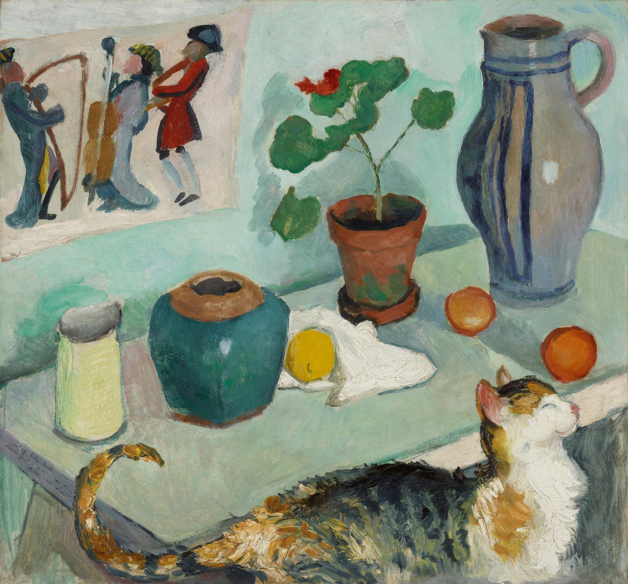 El fantasma en la silla de la casa: Bodegón con un gato de August Macke