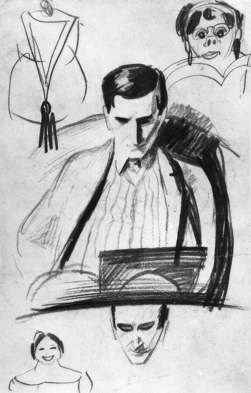 Franz Marc, retrato / dibujo de Macke de August Macke