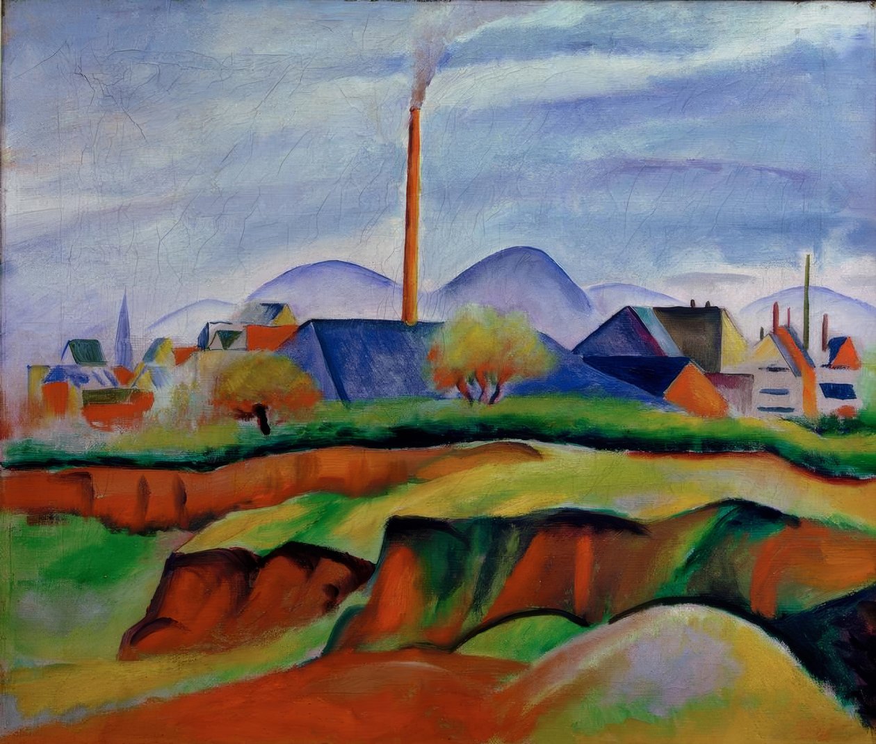 Paisaje con fábrica de August Macke