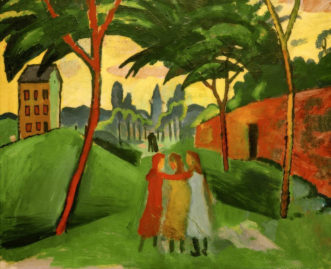 Paisaje con tres chicas de August Macke