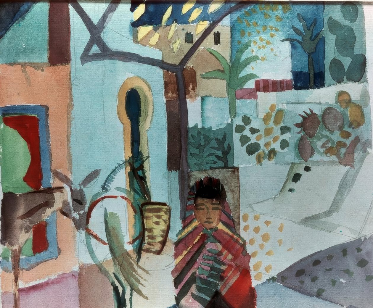 Niña con caballo y burro de August Macke