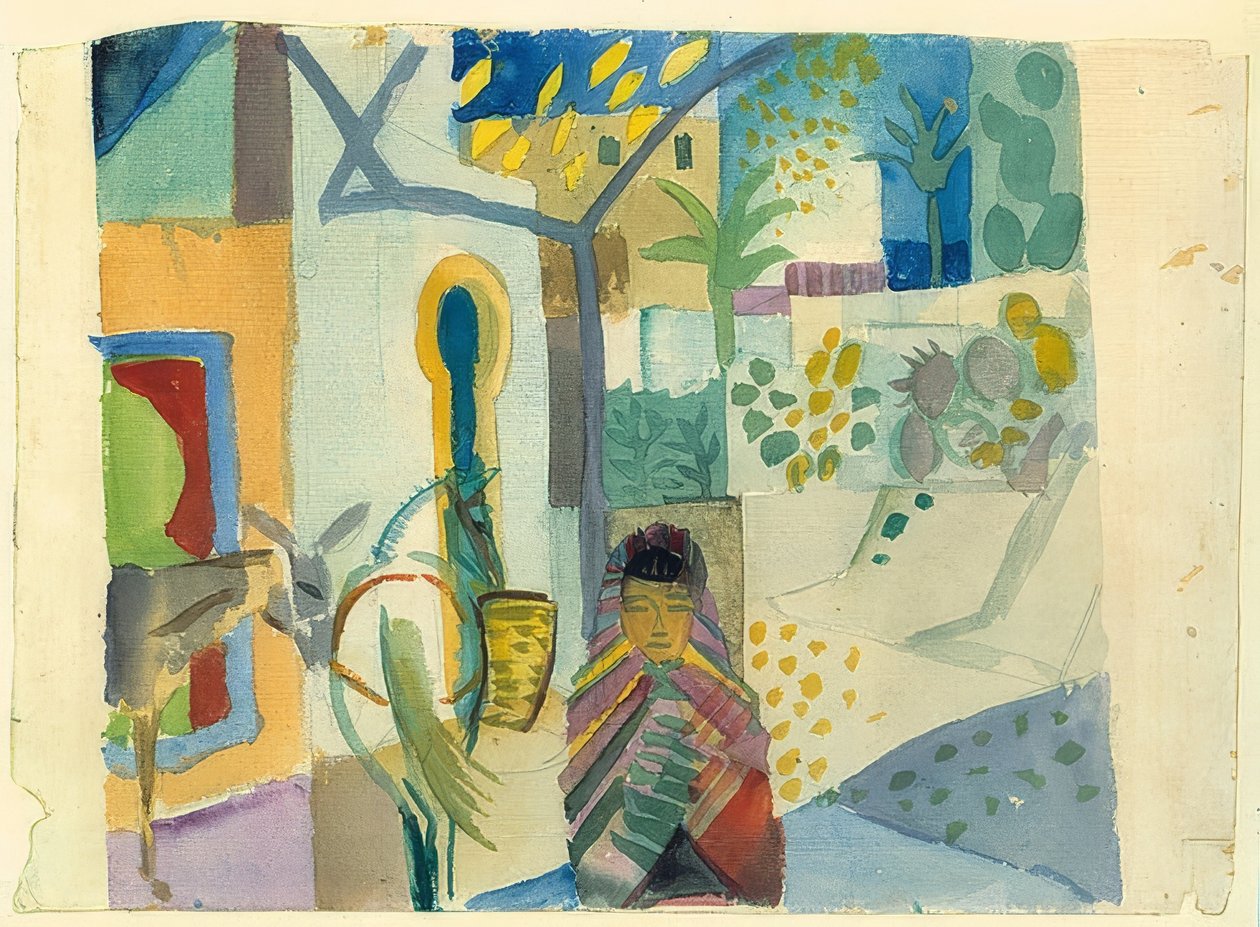 Niña con caballo y burro. 1914 de August Macke