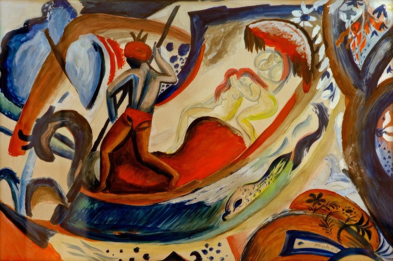 Niñas desnudas en la barca de August Macke