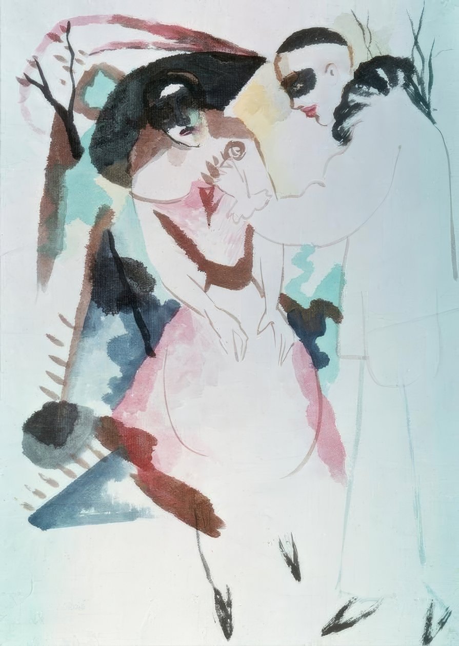 Pierrot y dama de August Macke