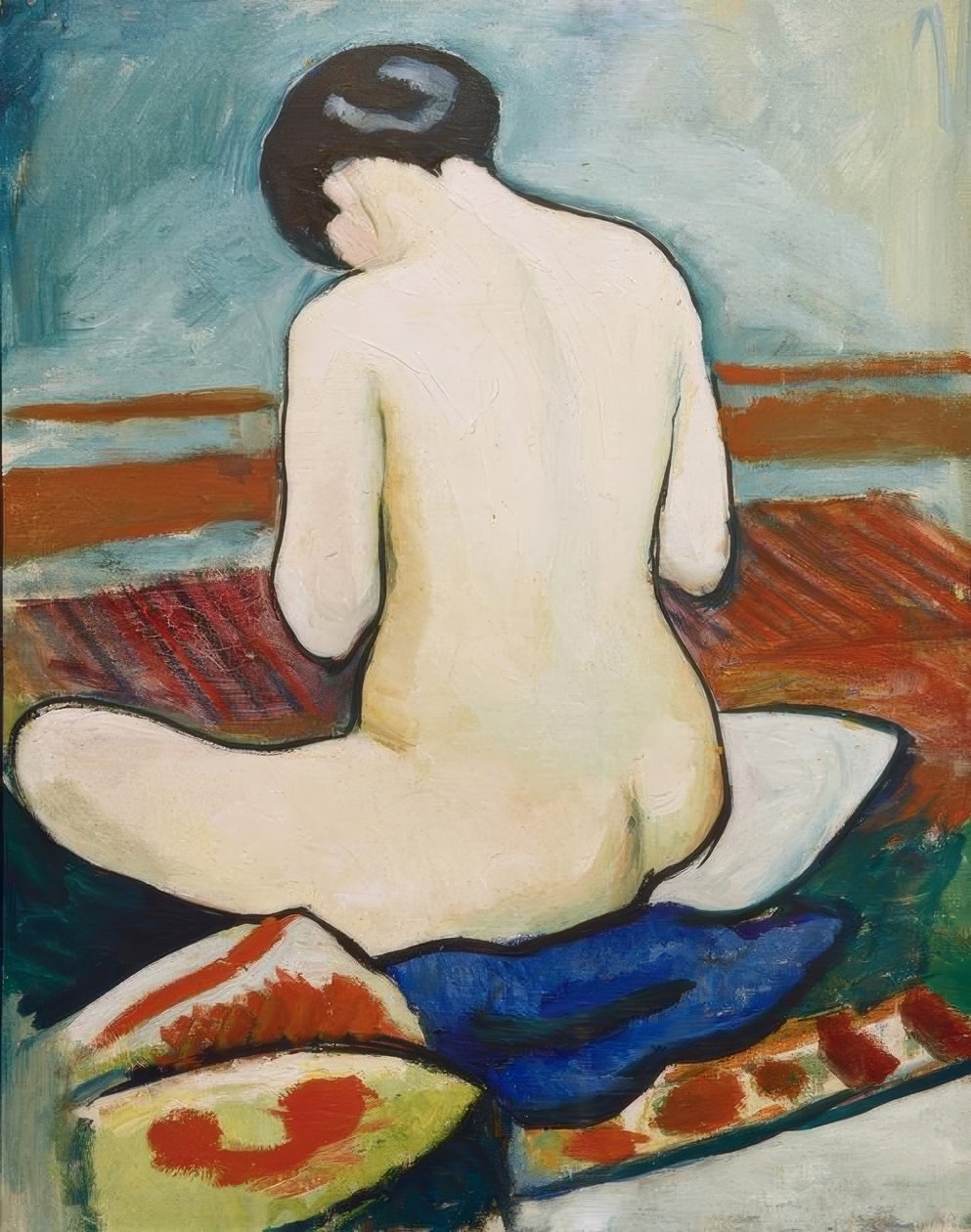 Desnudo sentado con cojín de August Macke