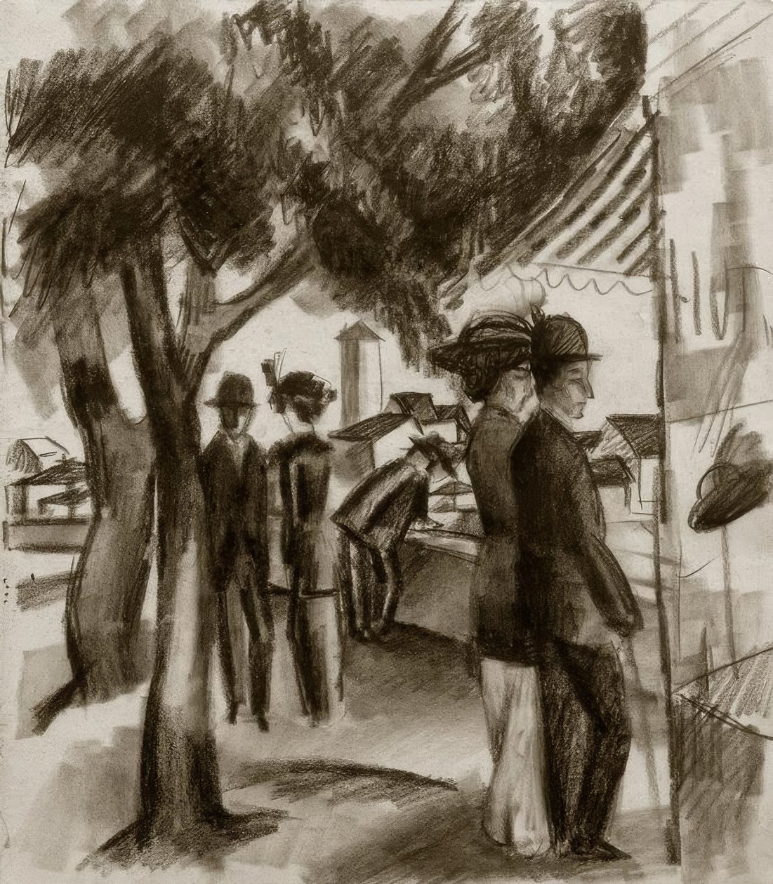 Paseantes bajo los árboles de August Macke