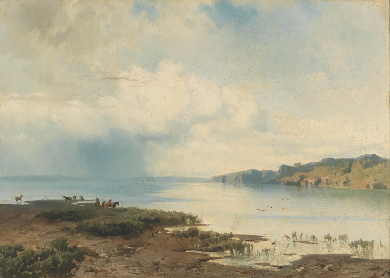 Alemán: Caballos en la costa de August Schaeffer von Wienwald