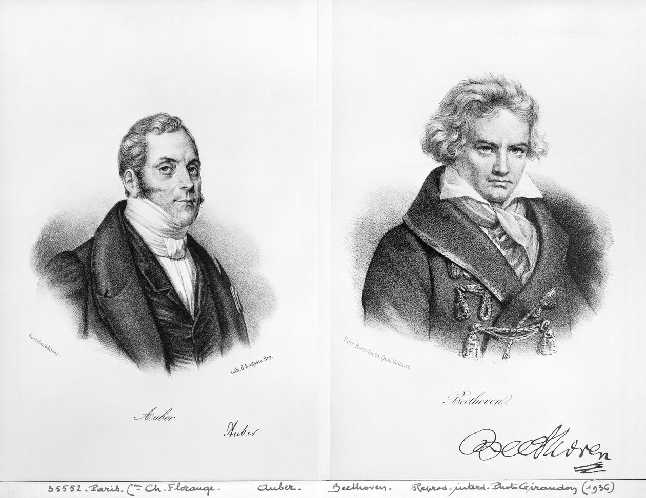 Esprit Auber (1782-1871) y Ludwig van Beethoven (1770-1827) de Auguste Bry