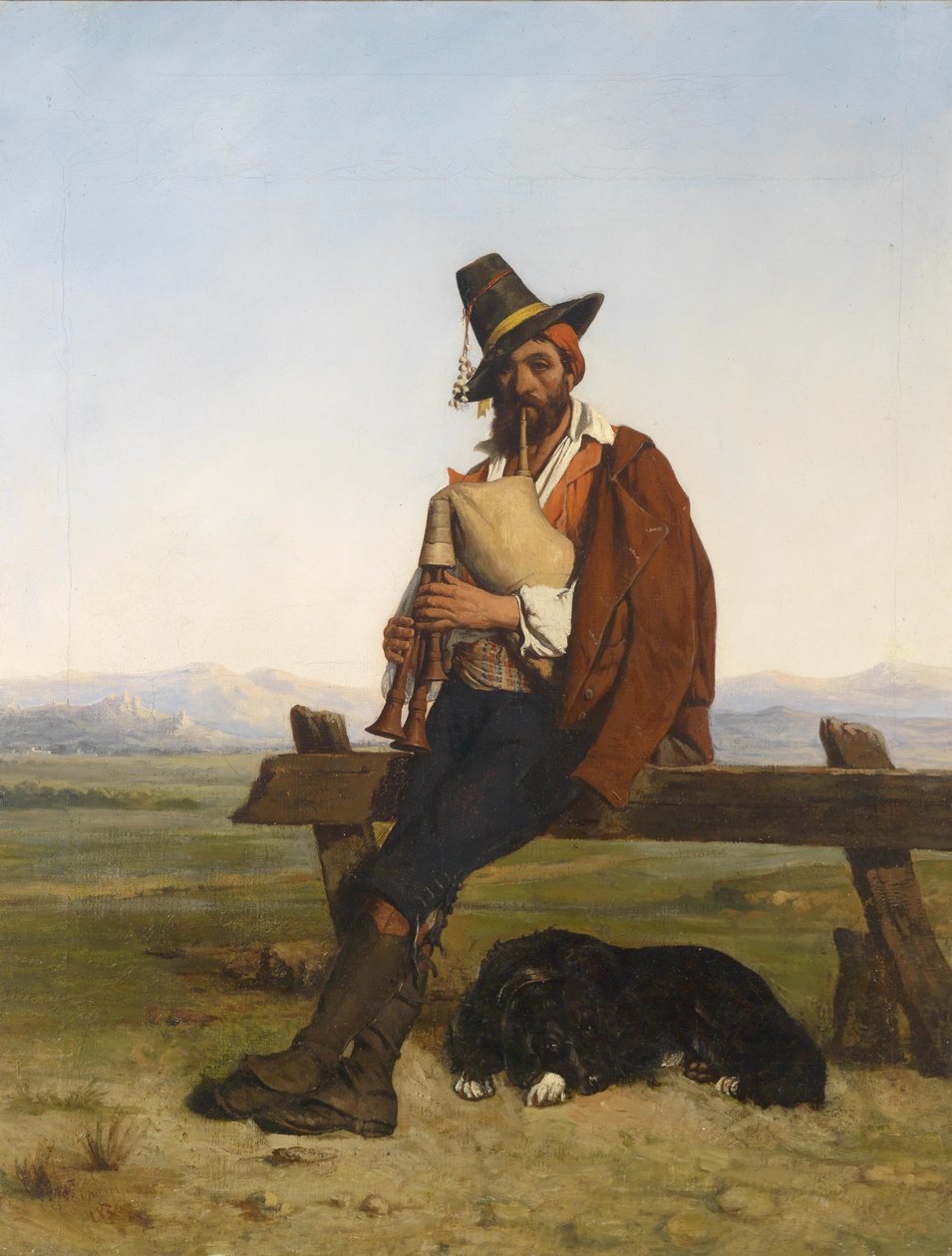 Paisaje italiano con un pastor tocando música de Auguste Charpentier