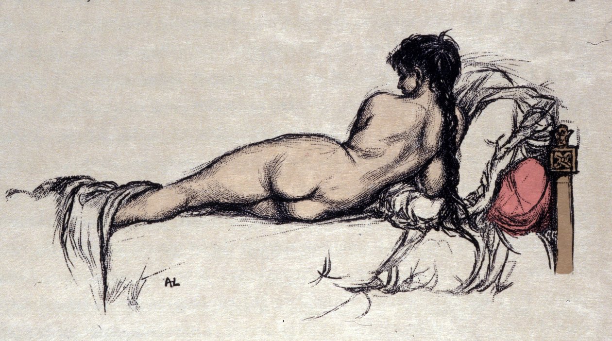 Mujer desnuda en la cama de Auguste (after) Leroux