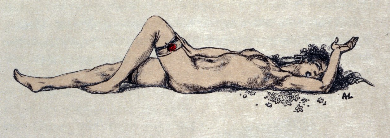 Mujer desnuda acostarse de Auguste (after) Leroux