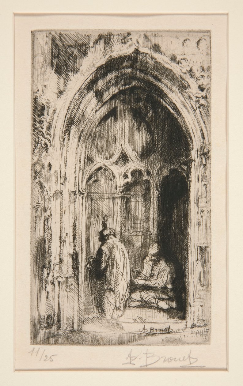 Mendiga en un portal de la iglesia de Auguste Brouet