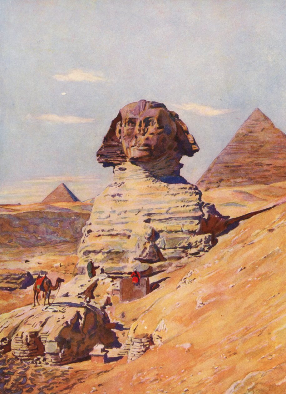 La Esfinge, Egipto (litografía en color) de Auguste Gerardin