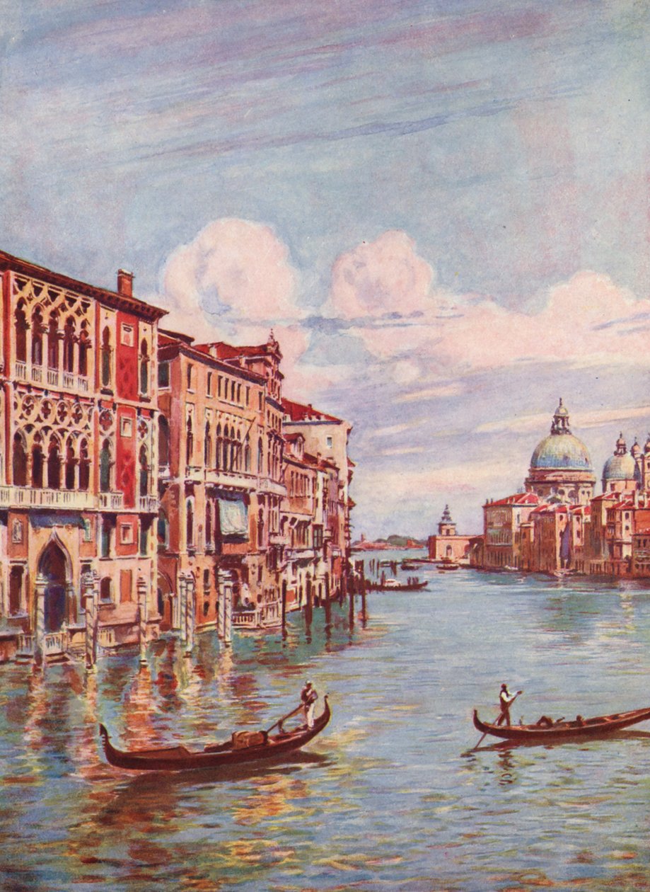 Venecia, El Gran Canal, Italia (litografía en color) de Auguste Gerardin