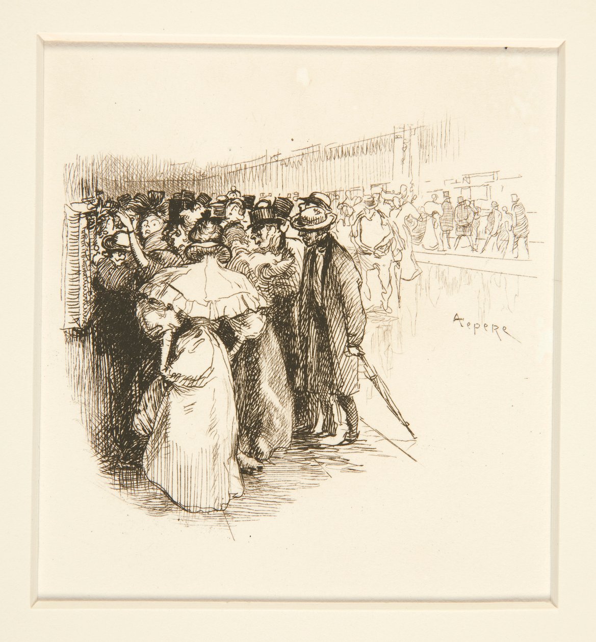 Multitud en la taquilla (?) de Auguste Lepere