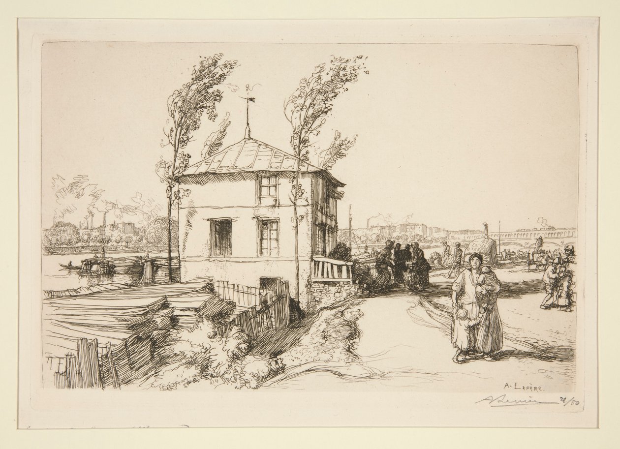 La guinguette, camino a Billancourt de Auguste Lepere