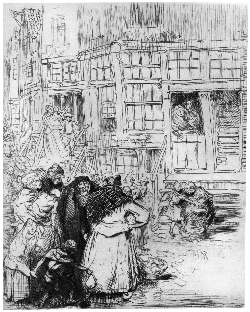 Barrio judío en Ámsterdam, c1870-1910 de Auguste Louis Lepère