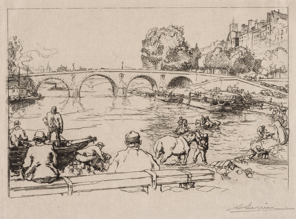 El abrevadero en Pont Marie de Auguste Louis Lepère