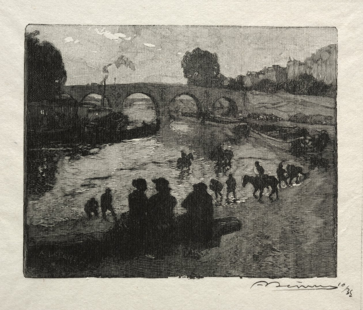 El Abrevadero del Puente Marie de Auguste Louis Lepère