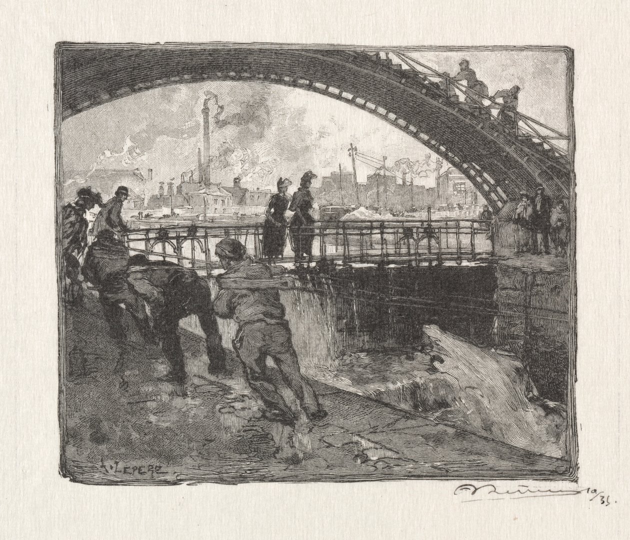 La Esclusa del Canal St. Martin de Auguste Louis Lepère