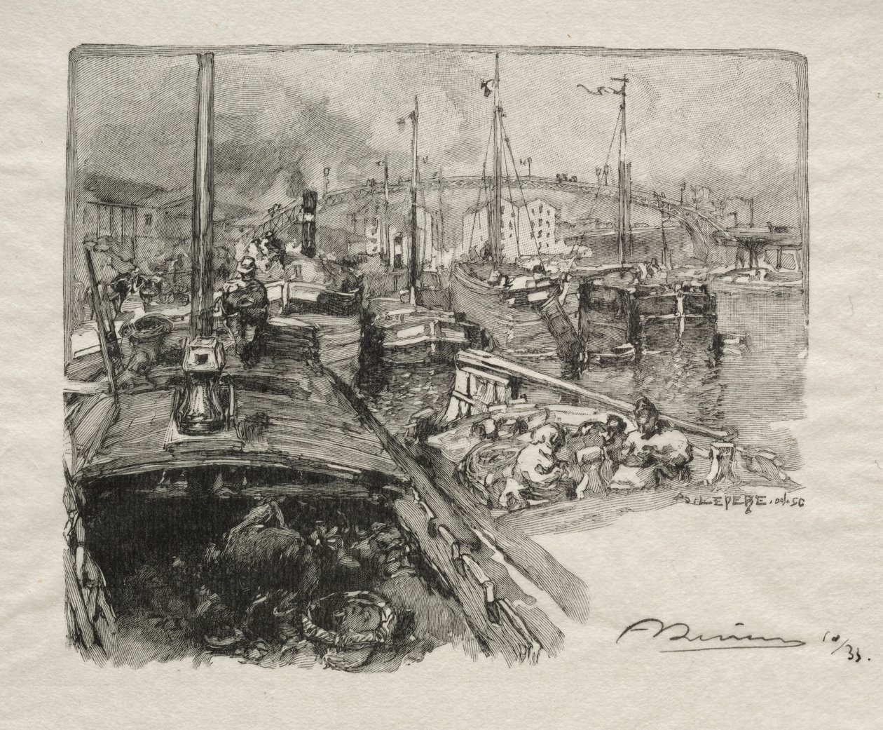 El Estanque de la Villette de Auguste Louis Lepère