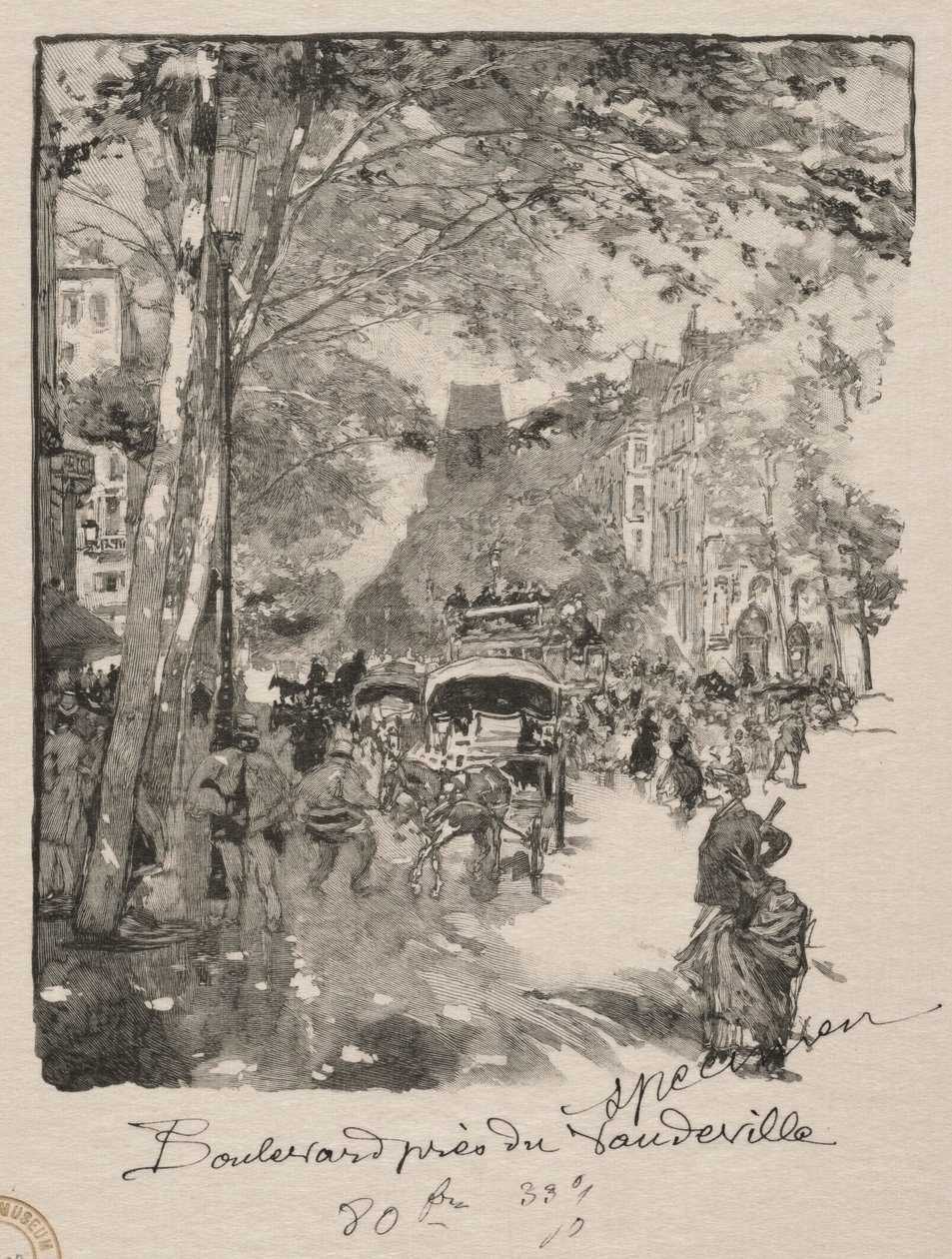 Le Boulevard près du Vaudeville de Auguste Louis Lepère