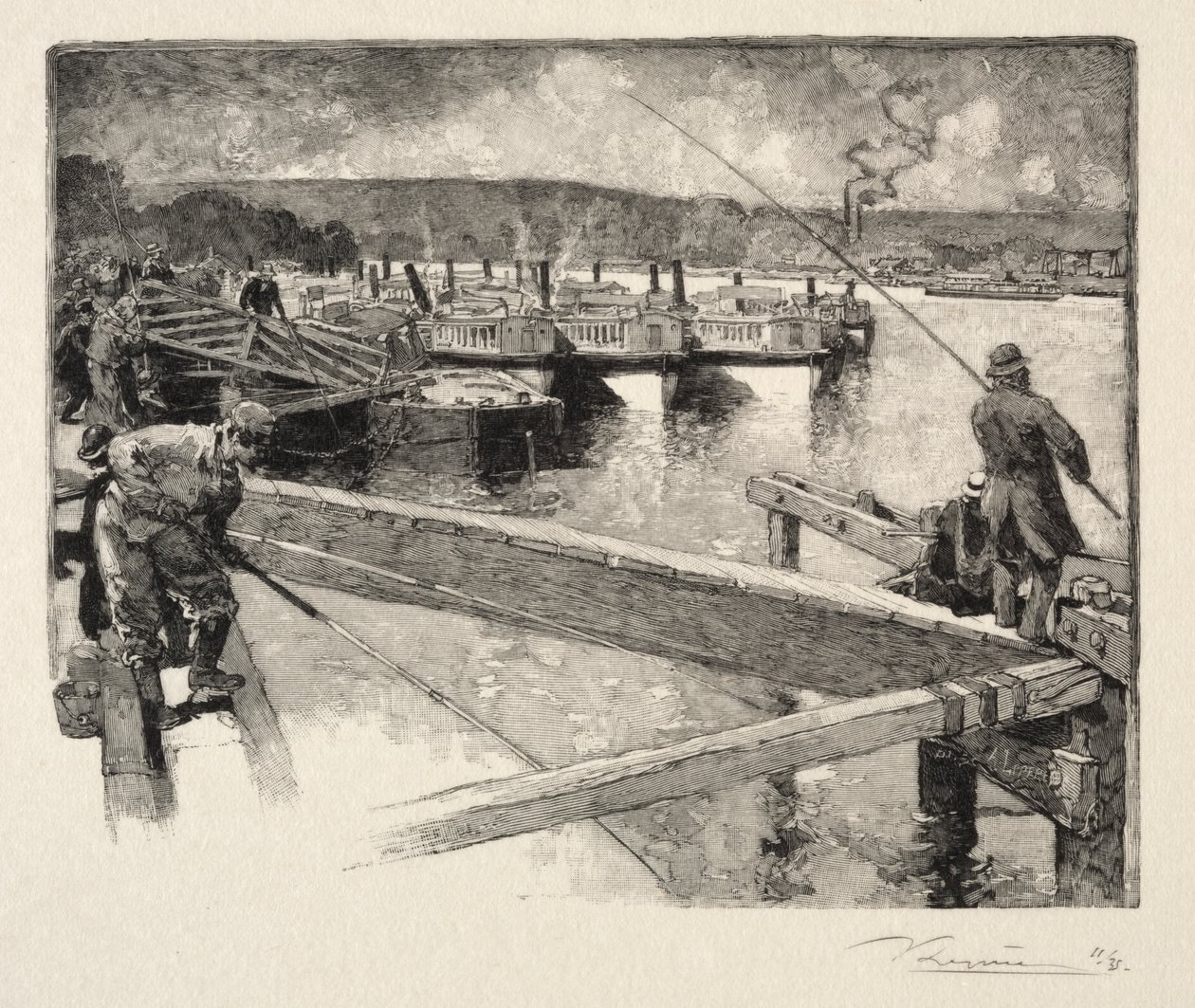 El garaje de los barcos-ómnibus de Auguste Louis Lepère