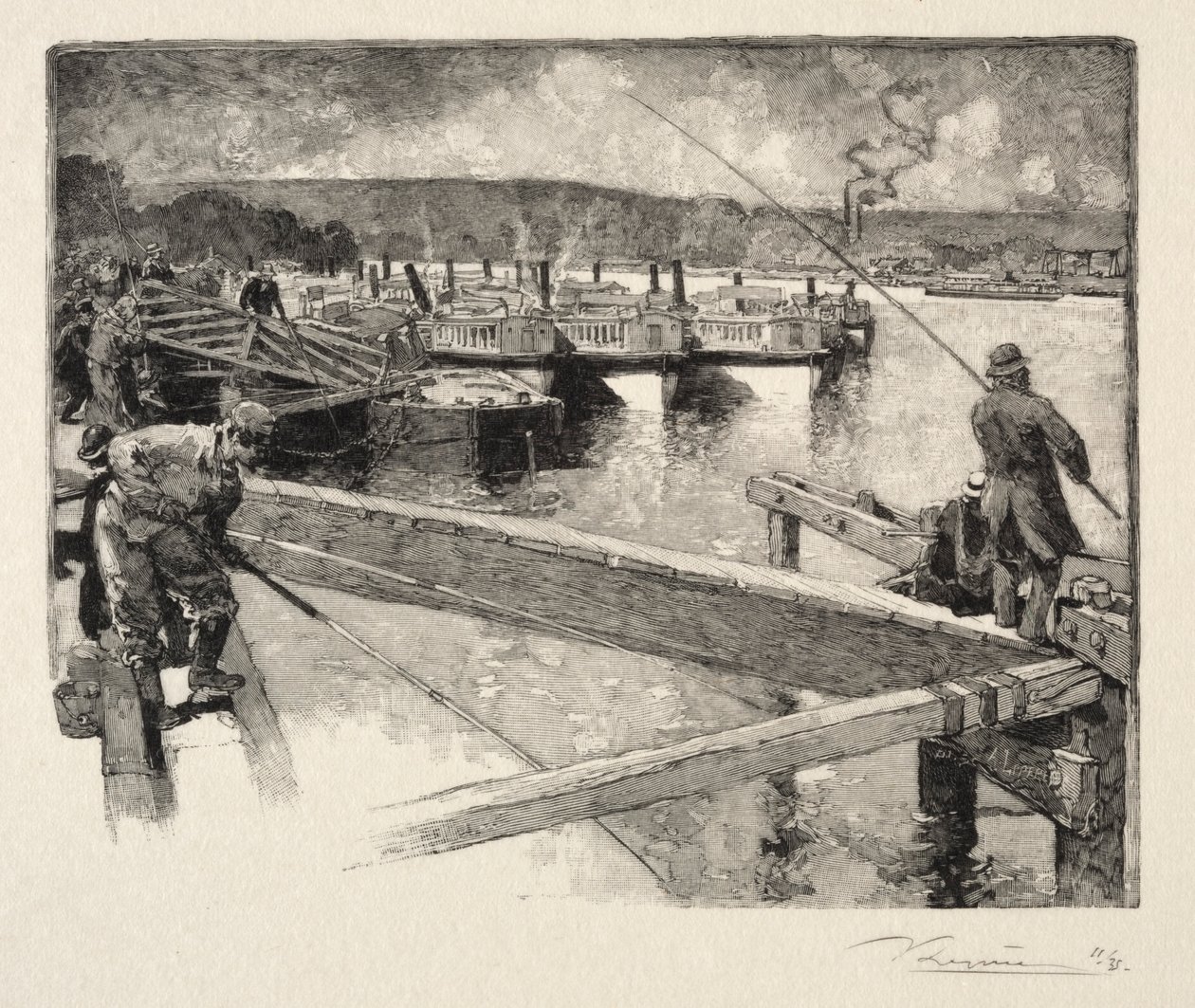 El garaje de los barcos-ómnibus de Auguste Louis Lepère
