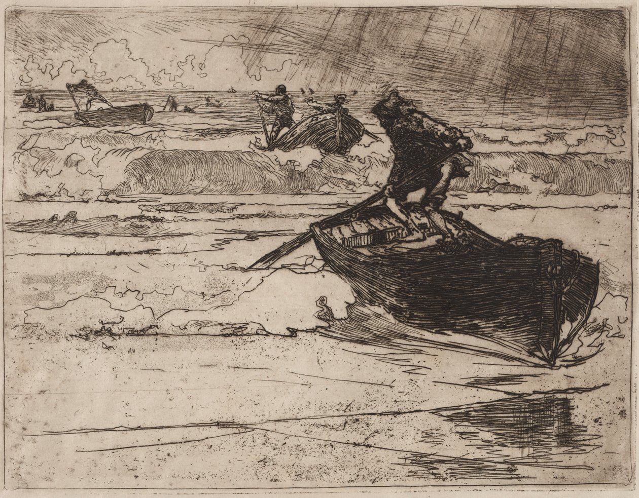 Pescadores huyendo de la tormenta de Auguste Louis Lepère