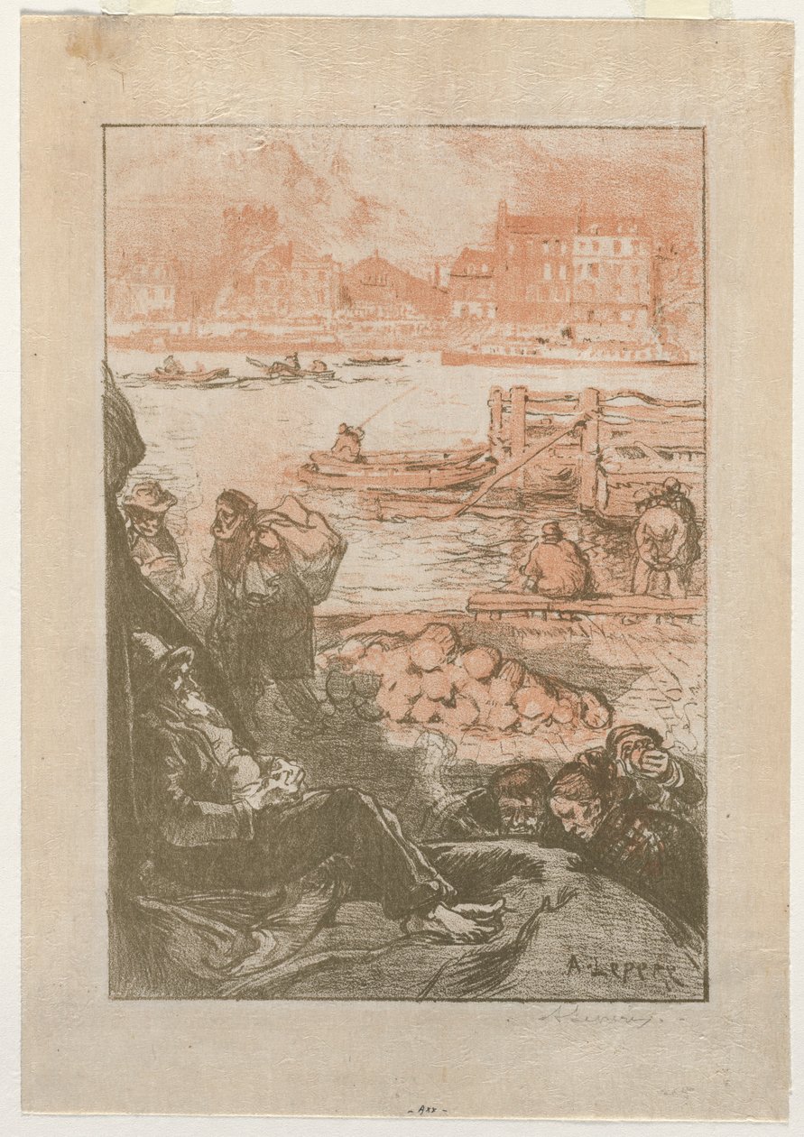 [Campesinos junto a un muelle, París] de Auguste Louis Lepère