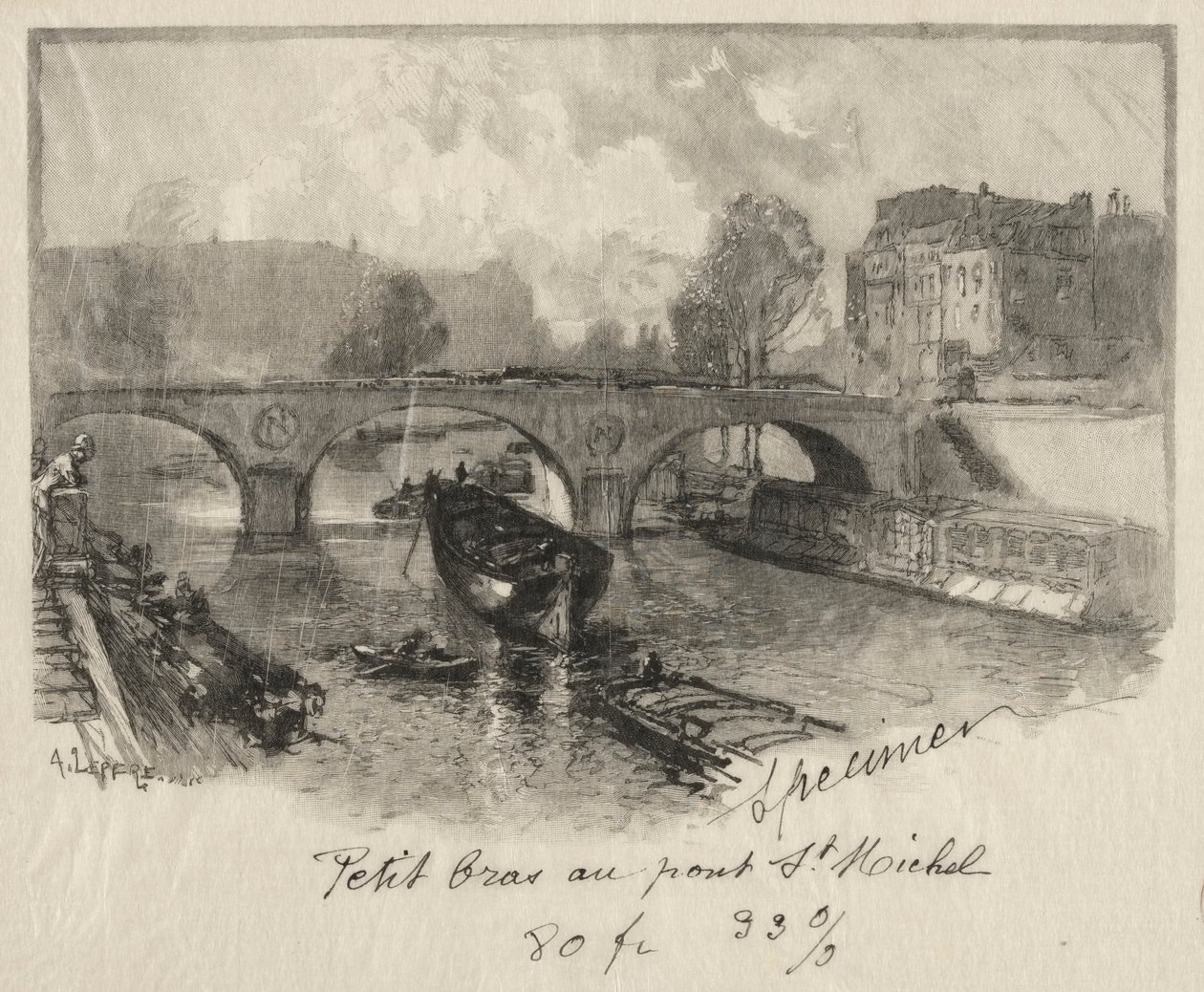 Petit bras au Pont St. Michel de Auguste Louis Lepère