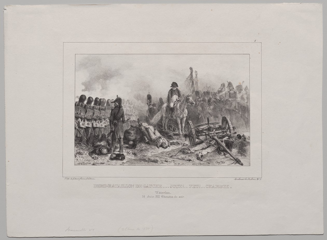Álbum Litográfico de 1837: Medio Batallón a la Izquierda... ¡Apunta!... ¡Fuego!... Cargar de Auguste Raffet