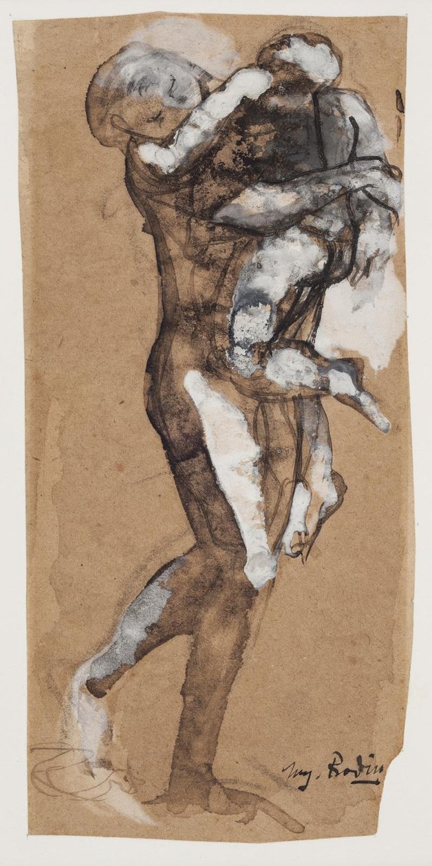 Mujer llevando a un niño de Auguste Rodin