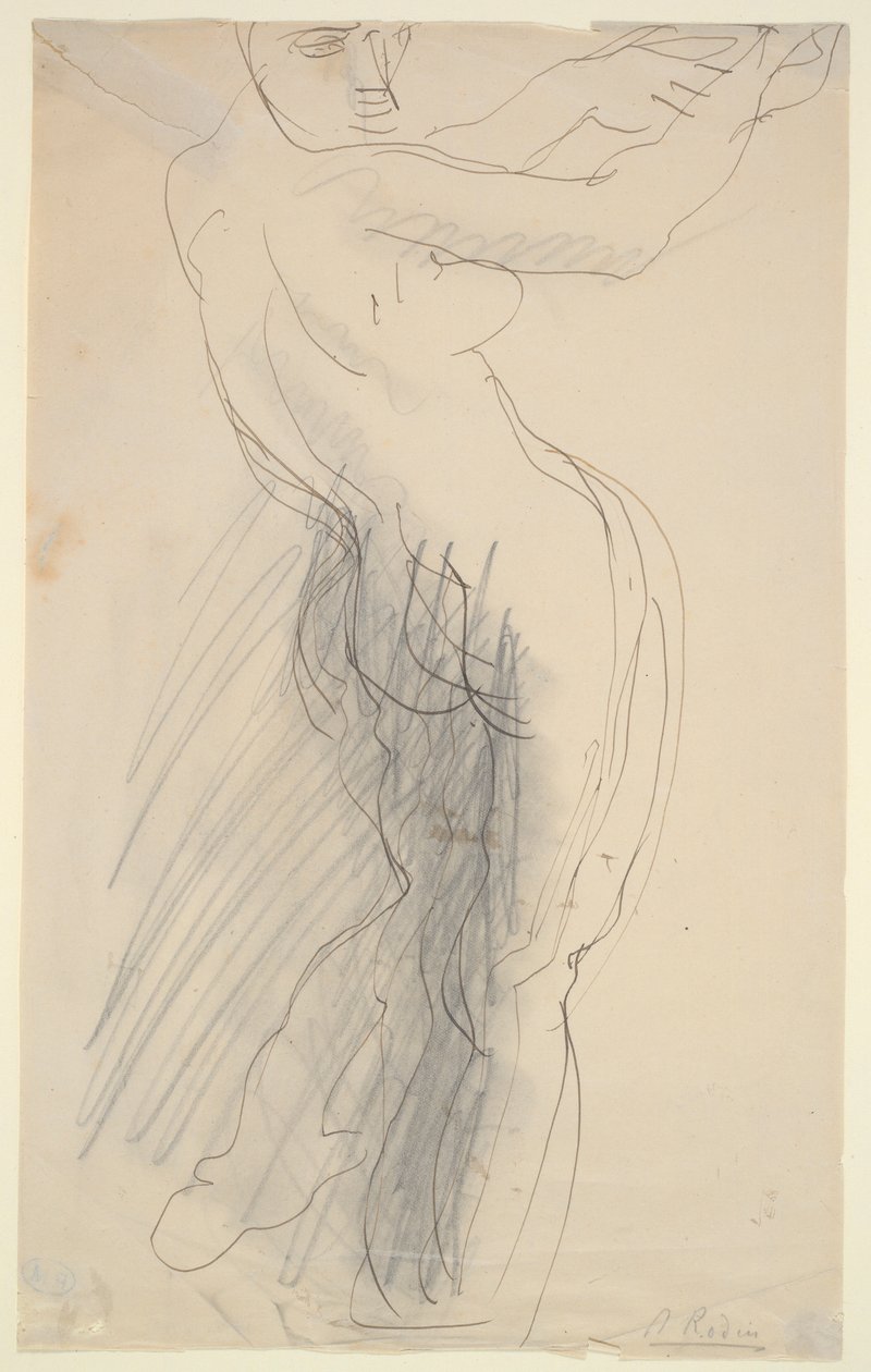Desnudo femenino de pie, brazos levantados de Auguste Rodin
