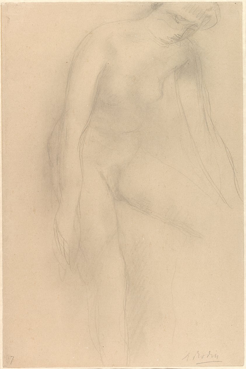 Mujer desnuda de pie, inclinada hacia delante de Auguste Rodin