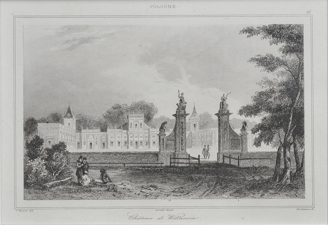 Palacio Wilanów desde el Patio Frontal de Augustin François Lemaitre