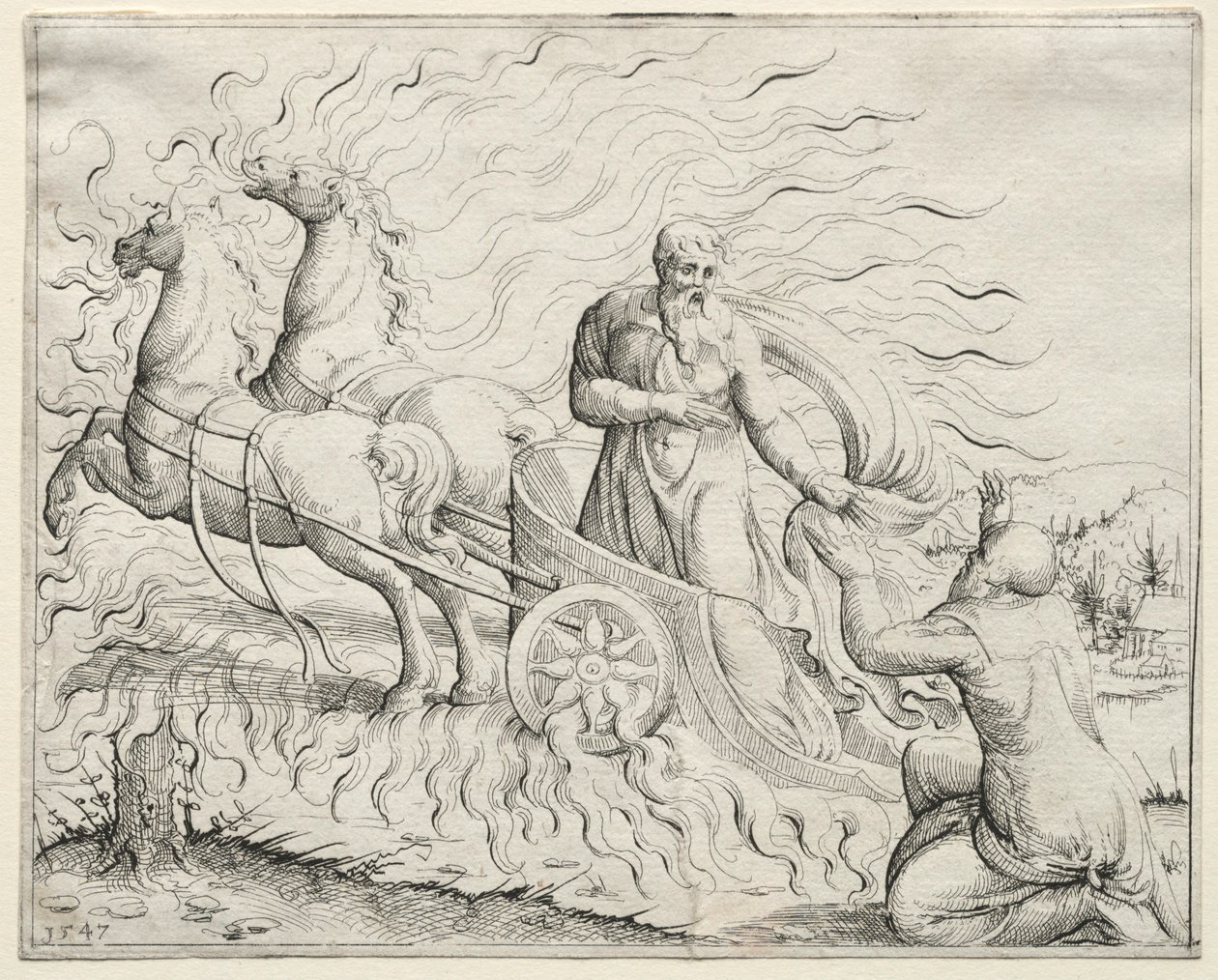 Elías Asciende al Cielo, 1547 de Augustin Hirschvogel