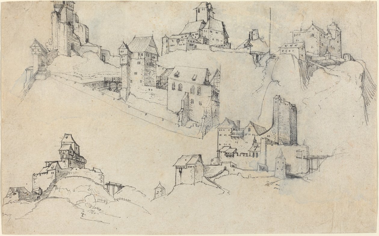 Castillos en la cima de la colina de Augustin Hirschvogel