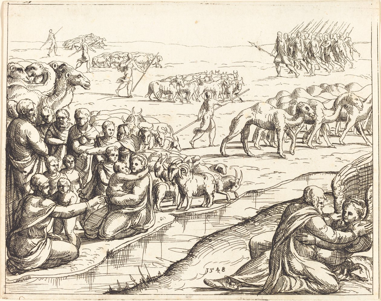 Jacob luchando con el ángel de Augustin Hirschvogel