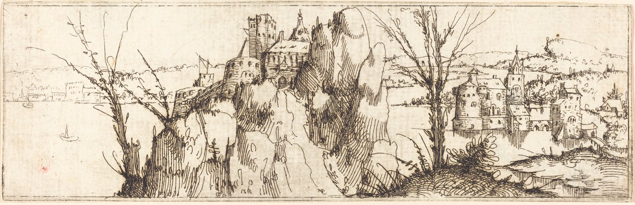 Paisaje con un lago de Augustin Hirschvogel