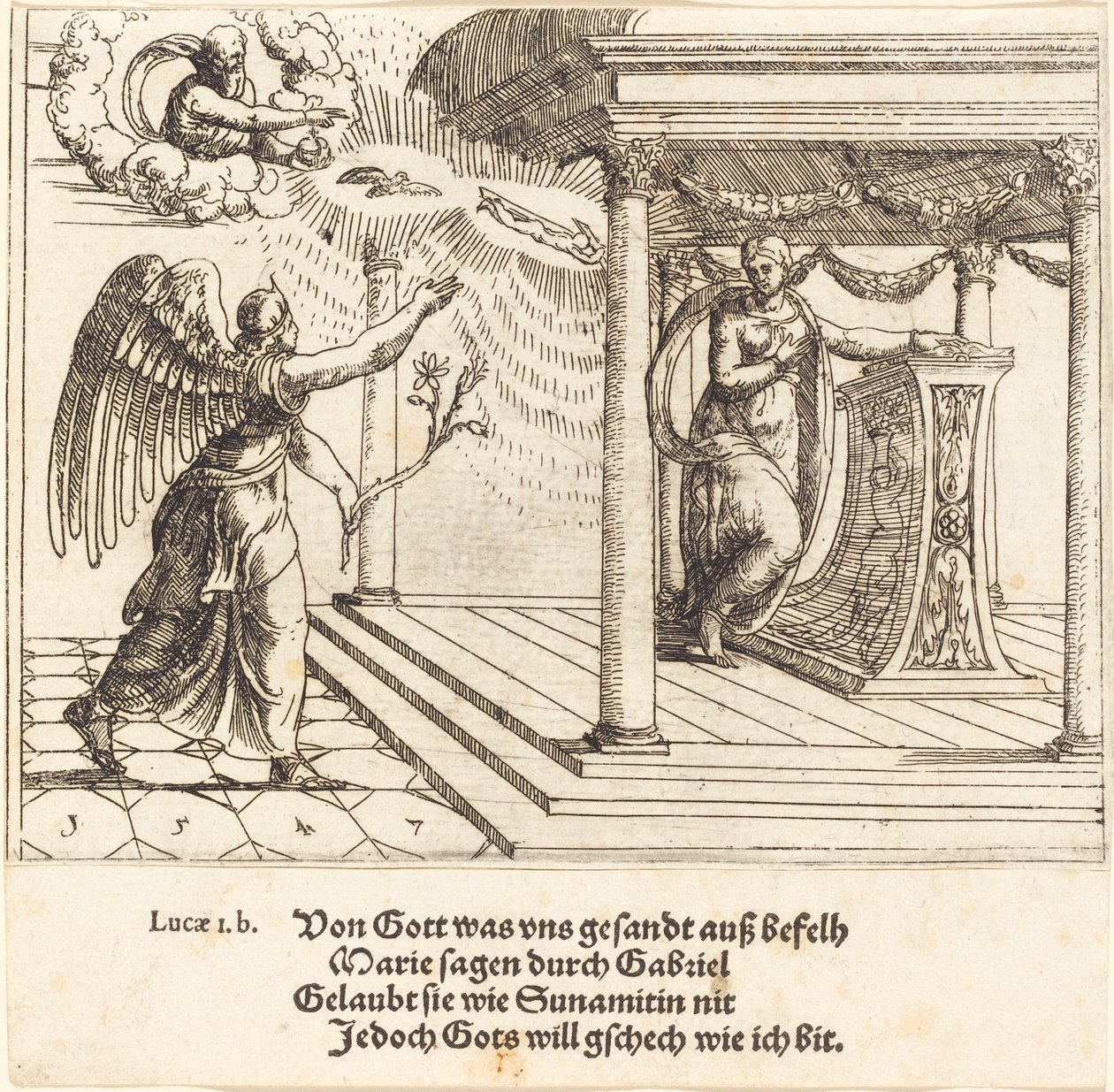 La Anunciación de Augustin Hirschvogel