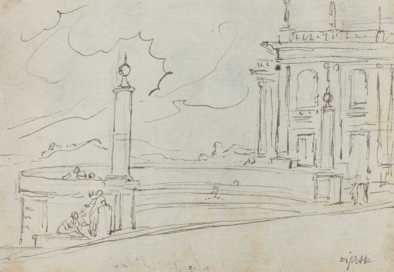 La Ripetta en Roma [verso] de Augustin Pajou