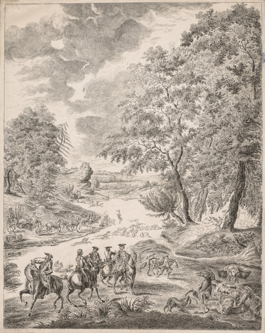La Caza del Ciervo de Augustin de Saint Aubin