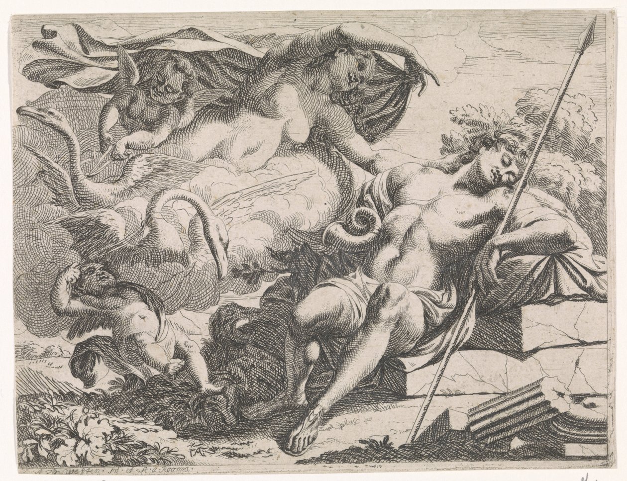 Venus observa al Adonis dormido de Augustinus Terwesten (I)